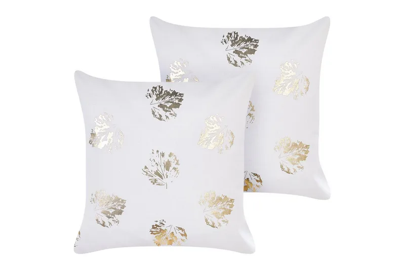 Prydnadskuddar Goldenrod set om 2 Vitt/guld, Vitt/guld