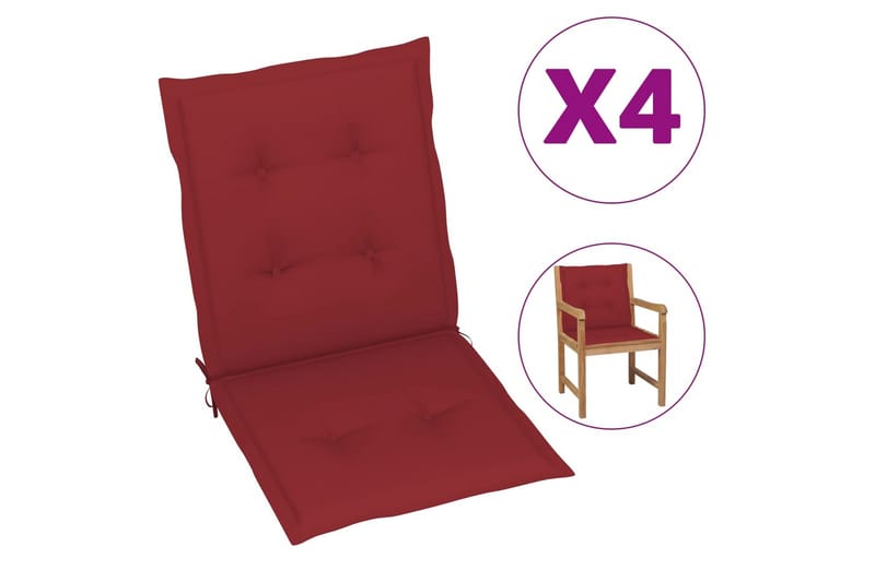 Dynor för trädgårdsstolar 4 st vinröd 100x50x4 cm - Röd - Utemöbler - Dynor - Sittdynor & ryggdynor utemöbler