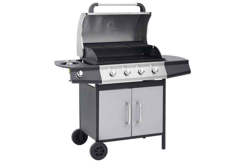 Gasolgrill 4+1 kokzoner svart och silver - Svart/Silver - Trädgård & spabad - Grillar & matlagning utomhus - Gasolgrill