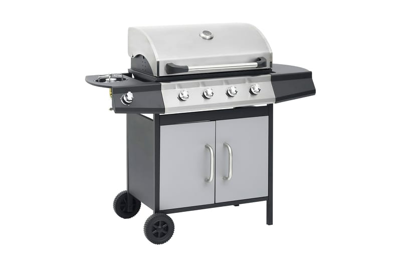 Gasolgrill 4+1 kokzoner svart och silver - Svart/Silver - Trädgård & spabad - Grillar & matlagning utomhus - Gasolgrill