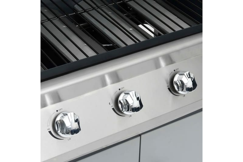 Gasolgrill 4+1 kokzoner svart och silver - Svart/Silver - Trädgård & spabad - Grillar & matlagning utomhus - Gasolgrill