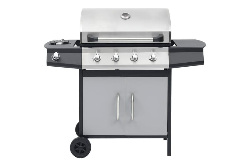 Gasolgrill 4+1 kokzoner svart och silver - Svart/Silver - Trädgård & spabad - Grillar & matlagning utomhus - Gasolgrill