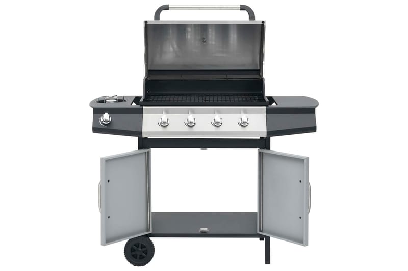 Gasolgrill 4+1 kokzoner svart och silver - Svart/Silver - Gasolgrill