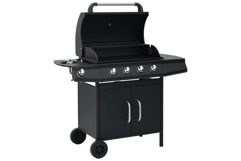 Gasolgrill 4+1 kokzoner svart - Svart - Trädgård & spabad - Grillar & matlagning utomhus - Gasolgrill
