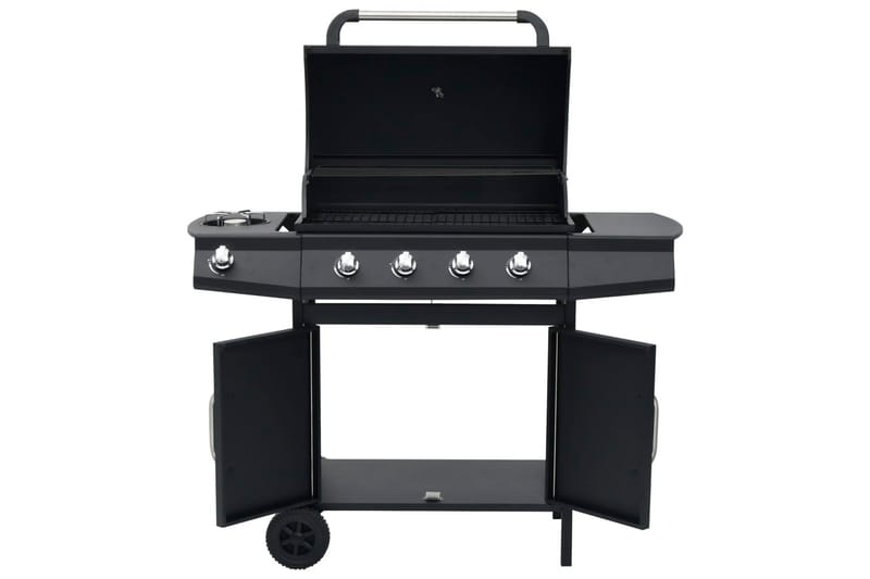 Gasolgrill 4+1 kokzoner svart - Svart - Trädgård & spabad - Grillar & matlagning utomhus - Gasolgrill