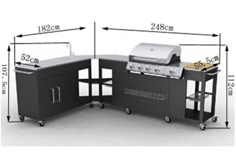 Gasolgrill 4+1 kokzoner - Flerfärgad - Trädgård & spabad - Grillar & matlagning utomhus - Gasolgrill