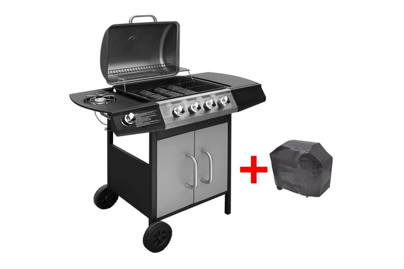 Gasolgrill 4+1 kokzoner svart och silver - Flerfärgad - Trädgård & spabad - Grillar & matlagning utomhus - Gasolgrill