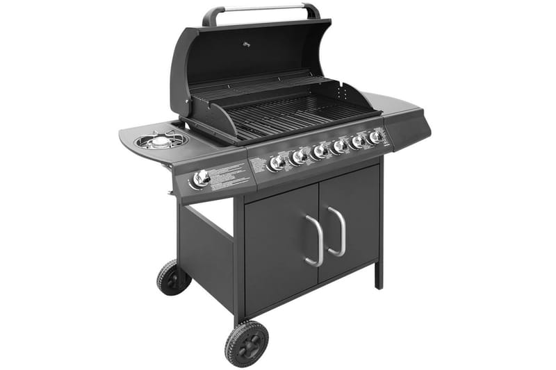 Gasolgrill 6+1 kokzoner svart - Svart - Trädgård & spabad - Grillar & matlagning utomhus - Gasolgrill