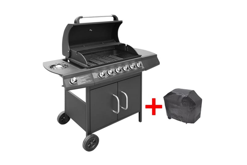 Gasolgrill 6+1 kokzoner svart - Svart - Trädgård & spabad - Grillar & matlagning utomhus - Gasolgrill