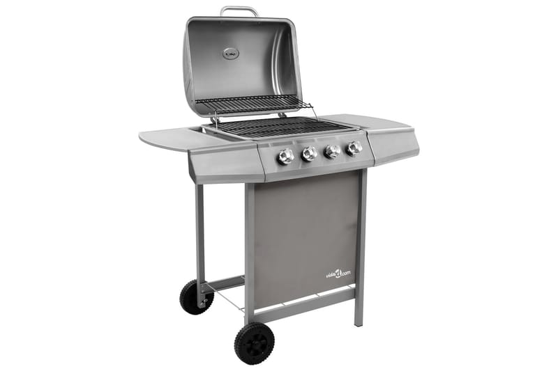 Gasolgrill med 4 brännare silver - Silver - Gasolgrill