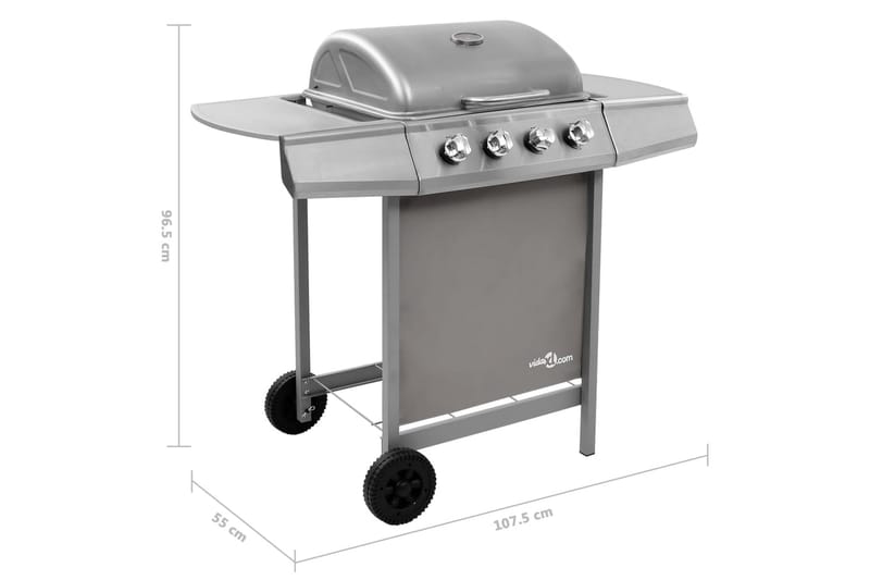Gasolgrill med 4 brännare silver - Silver - Trädgård & spabad - Grillar & matlagning utomhus - Gasolgrill
