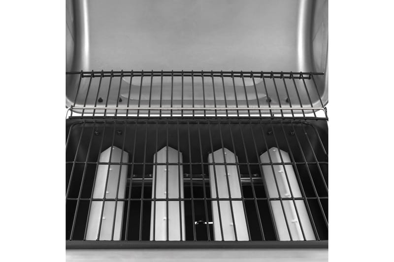 Gasolgrill med 4 brännare svart och silver - Silver - Trädgård & spabad - Grillar & matlagning utomhus - Gasolgrill