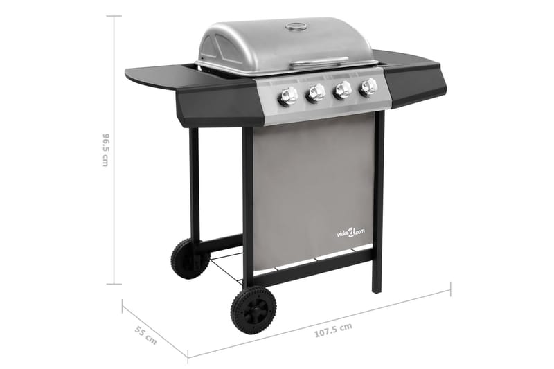 Gasolgrill med 4 brännare svart och silver - Silver - Trädgård & spabad - Grillar & matlagning utomhus - Gasolgrill