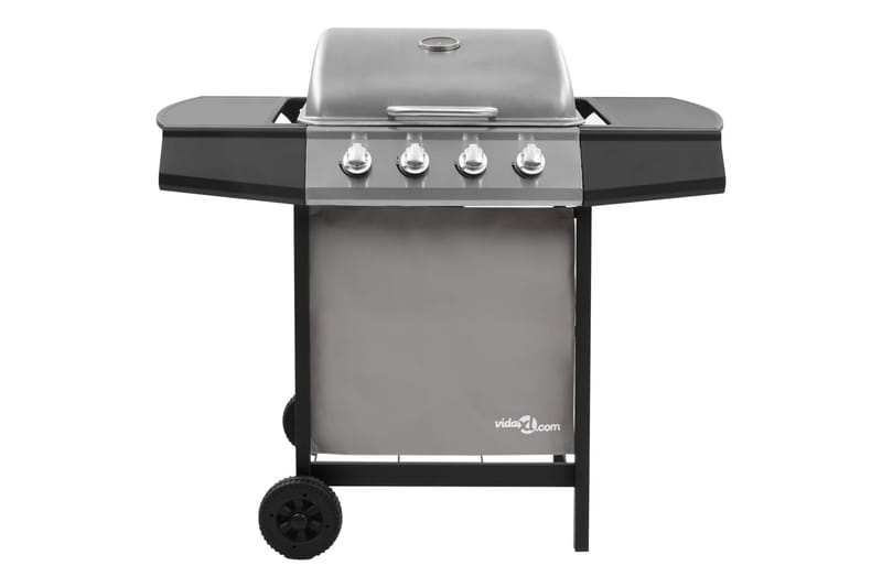 Gasolgrill med 4 brännare svart och silver - Silver - Trädgård & spabad - Grillar & matlagning utomhus - Gasolgrill