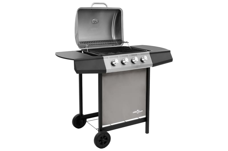Gasolgrill med 4 brännare svart och silver - Silver - Trädgård & spabad - Grillar & matlagning utomhus - Gasolgrill