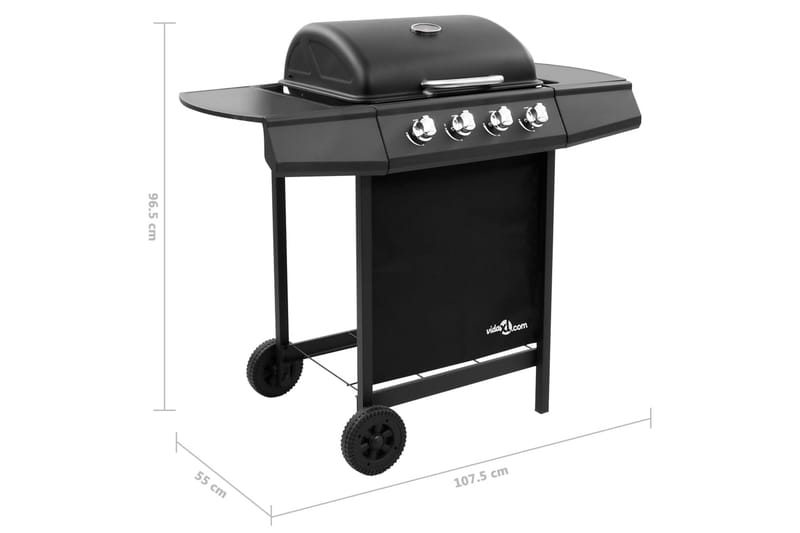 Gasolgrill med 4 brännare svart - Svart - Trädgård & spabad - Grillar & matlagning utomhus - Gasolgrill