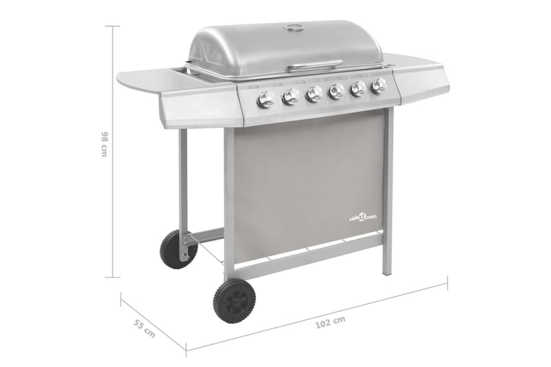Gasolgrill med 6 brännare silver - Silver - Trädgård & spabad - Grillar & matlagning utomhus - Gasolgrill