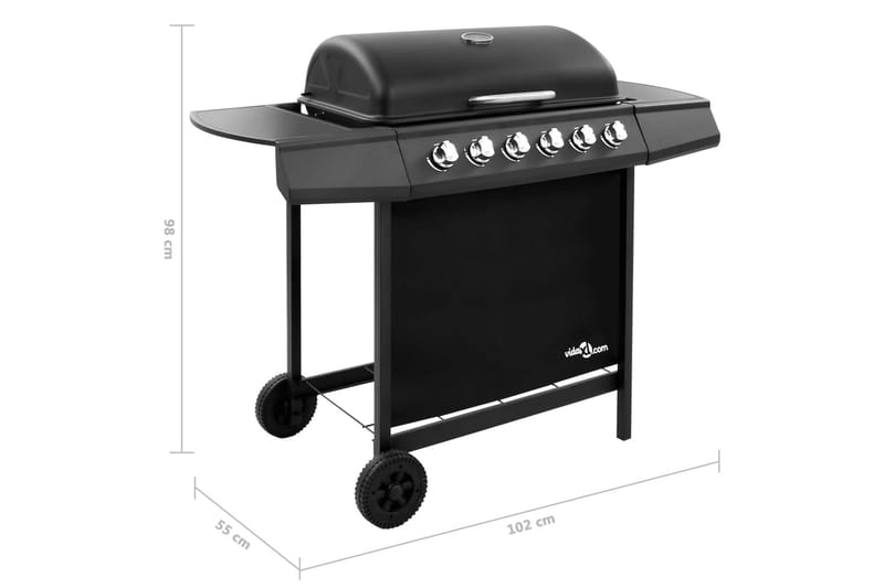 Gasolgrill med 6 brännare svart - Svart - Trädgård & spabad - Grillar & matlagning utomhus - Gasolgrill