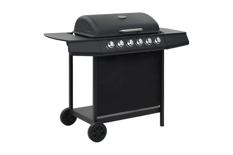 Gasolgrill med 6 grillzoner stål svart - Svart - Gasolgrill