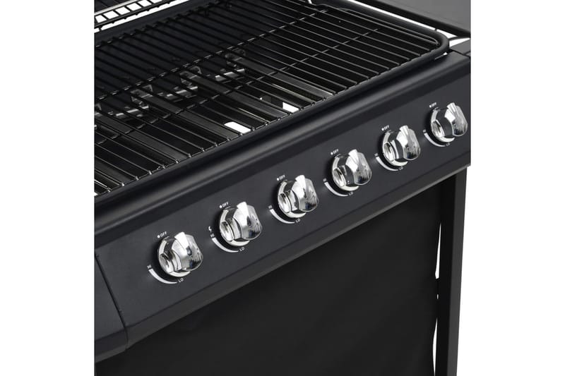 Gasolgrill med 6 grillzoner stål svart - Svart - Trädgård & spabad - Grillar & matlagning utomhus - Gasolgrill
