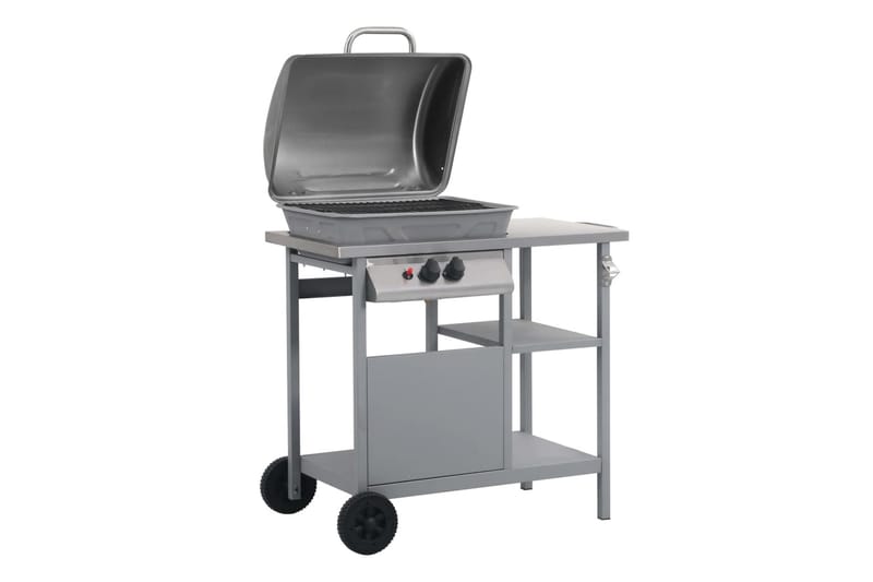 Gasolgrill med sidobord i 3 nivåer silver - Silver - Trädgård & spabad - Grillar & matlagning utomhus - Gasolgrill