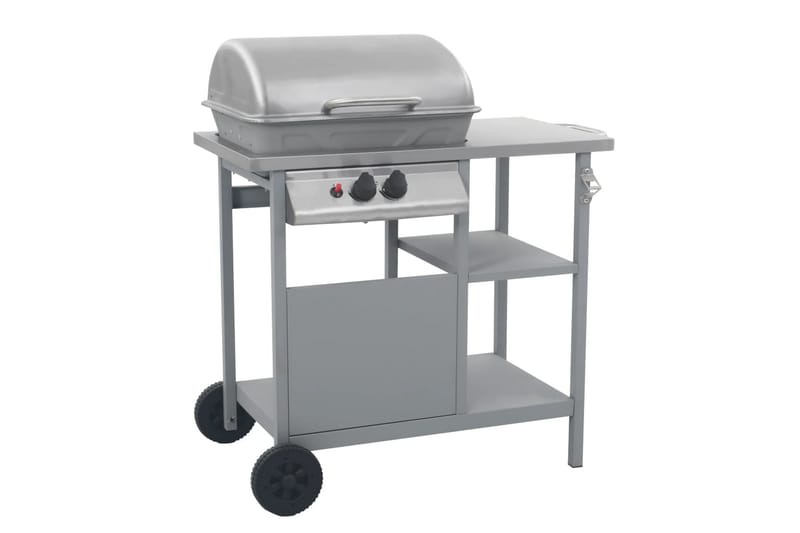 Gasolgrill med sidobord i 3 nivåer silver - Silver - Trädgård & spabad - Grillar & matlagning utomhus - Gasolgrill
