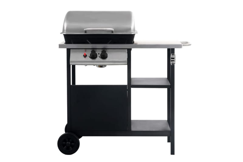 Gasolgrill med sidobord i 3 nivåer svart och silver - Svart - Trädgård & spabad - Grillar & matlagning utomhus - Gasolgrill