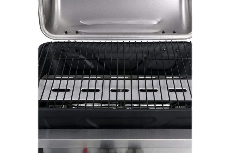Gasolgrill med sidobord i 3 nivåer svart och silver - Svart - Trädgård & spabad - Grillar & matlagning utomhus - Gasolgrill