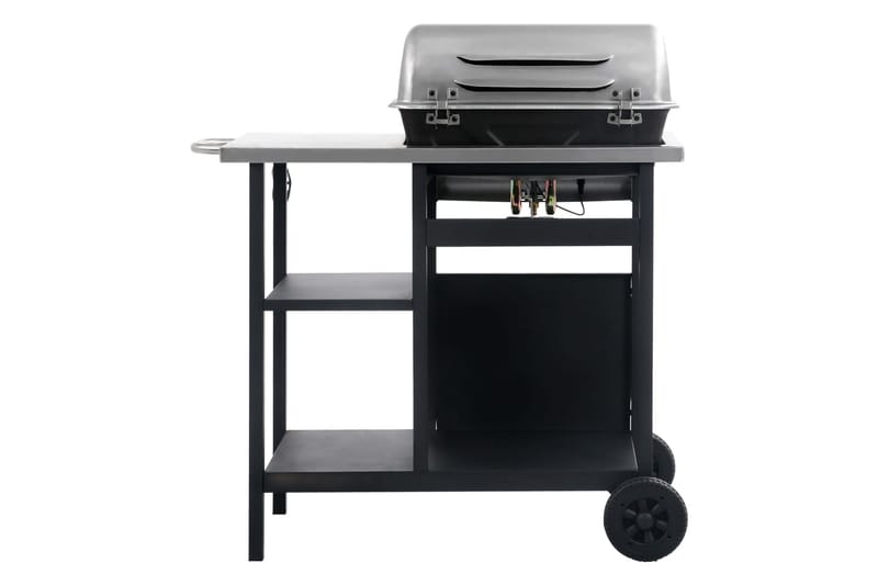Gasolgrill med sidobord i 3 nivåer svart och silver - Svart - Trädgård & spabad - Grillar & matlagning utomhus - Gasolgrill