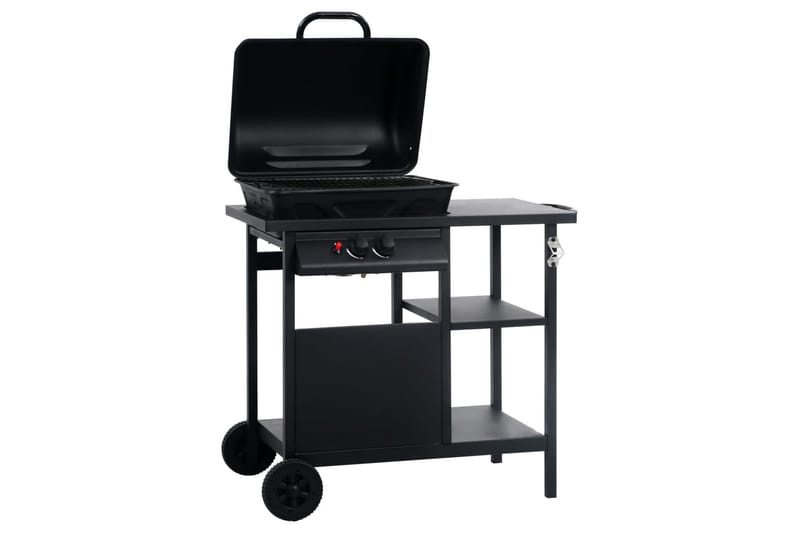 Gasolgrill med sidobord i 3 nivåer svart - Svart - Trädgård & spabad - Grillar & matlagning utomhus - Gasolgrill