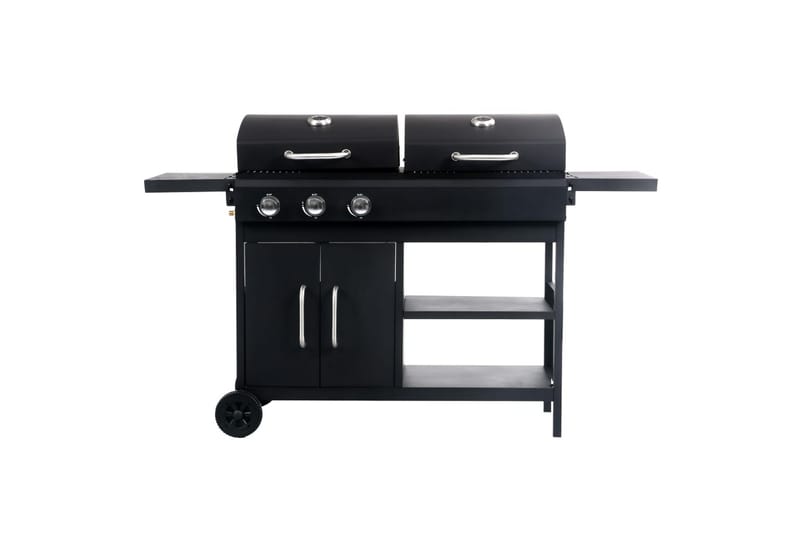 Kombinerad gasol- och kolgrill med 3 brännare - Svart - Trädgård & spabad - Grillar & matlagning utomhus - Gasolgrill