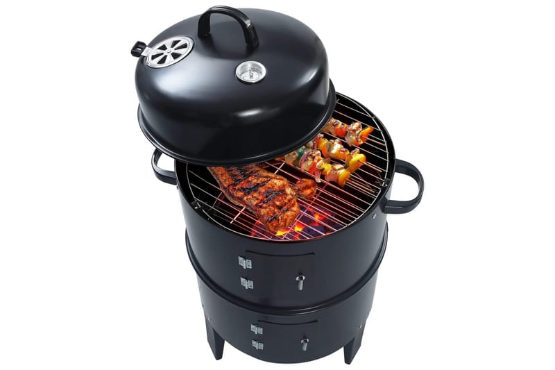 3-i-1 Rökgrill 40x80 cm - Svart - Trädgård & spabad - Grillar & matlagning utomhus - Grilltillbehör