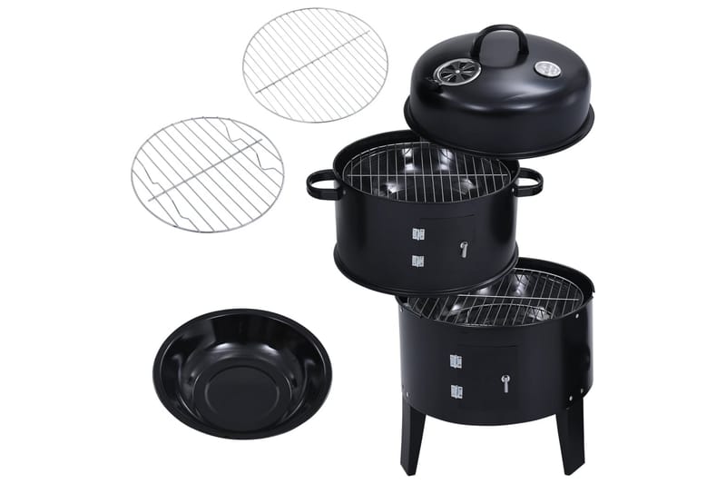 3-i-1 Rökgrill 40x80 cm - Svart - Trädgård & spabad - Grillar & matlagning utomhus - Grilltillbehör