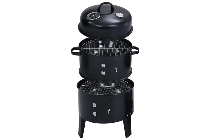 3-i-1 Rökgrill 40x80 cm - Svart - Trädgård & spabad - Grillar & matlagning utomhus - Grilltillbehör