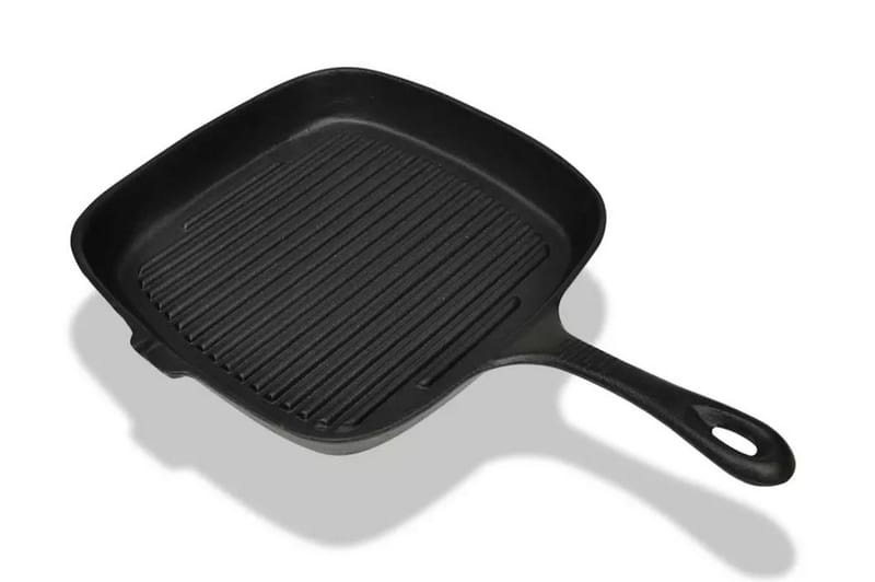 Gjutjärnspanna grill 24x23 cm - Svart - Grilltillbehör