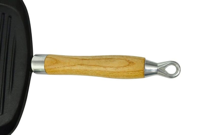 Gjutjärnspanna trähandtag grill 20x20 cm - Svart - Trädgård & spabad - Grillar & matlagning utomhus - Grilltillbehör