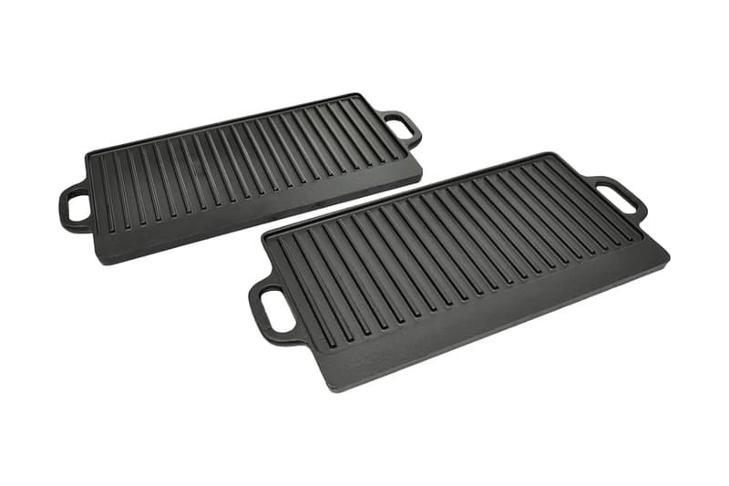 Grillplatta 2 st gjutjärn vändbar 38x23 cm - Trädgård & spabad - Grillar & matlagning utomhus - Grilltillbehör