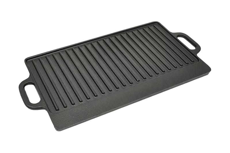 Grillplatta i gjutjärn 38x23 cm vändbar - Svart - Grilltillbehör