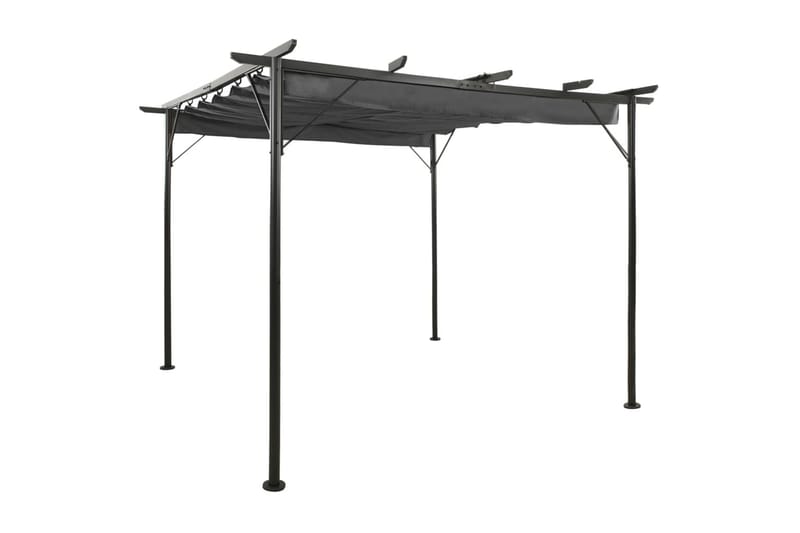 Pergola med infällbart tak antracit 3x3 m stål 180 g/m² - Grå - Grilltält - Pergola