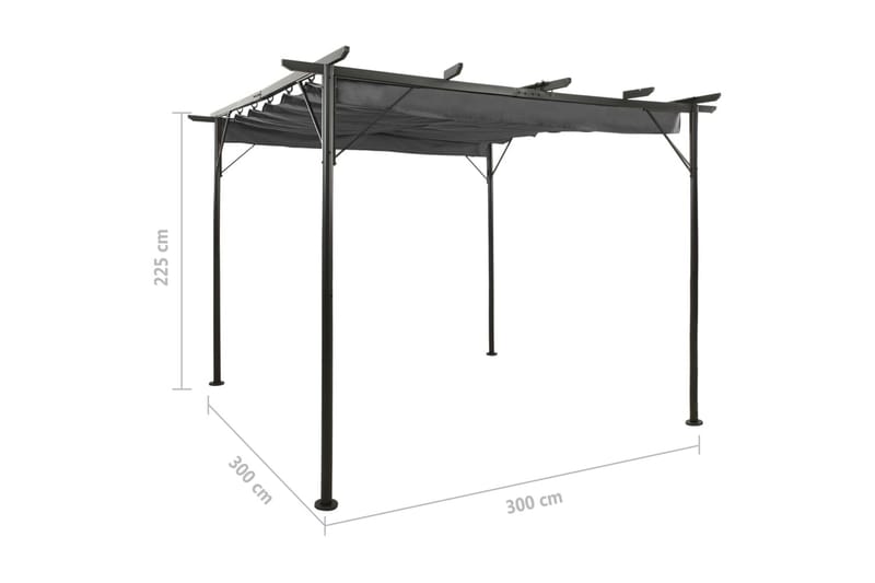 Pergola med infällbart tak antracit 3x3 m stål 180 g/m² - Grå - Grilltält - Pergola