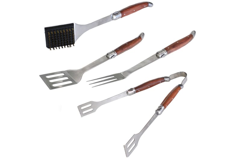 Grillverktyg - 4 delar - Trä|Silver - Trädgård & spabad - Grillar & matlagning utomhus - Grilltillbehör - Grillbestick