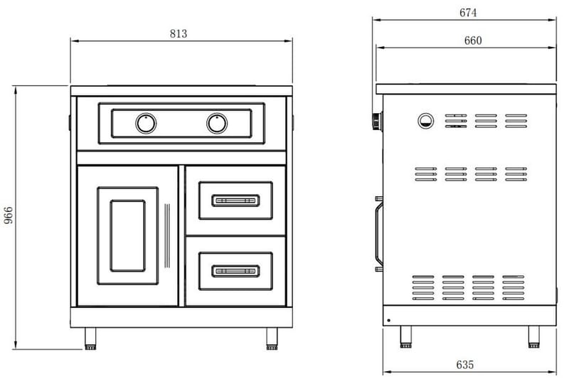 Inox Range - Modul med sidobrännare - Myoutdoorkitchen - Grilltillbehör - Grillwok & stekhäll