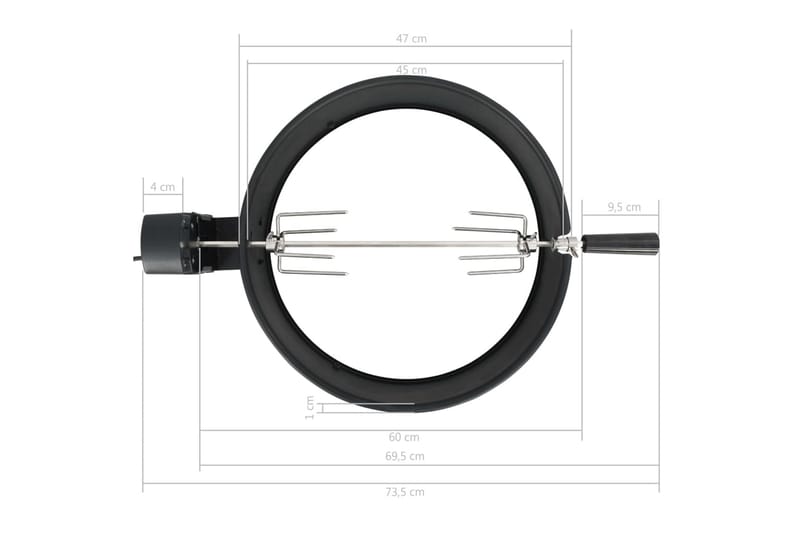 Rotisserieset med ring grill 47 cm svart - Svart - Trädgård & spabad - Grillar & matlagning utomhus - Grilltillbehör - Grillställ & rotisserie