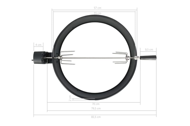 Rotisserieset med ring grill 57 cm svart - Svart - Trädgård & spabad - Grillar & matlagning utomhus - Grilltillbehör - Grillställ & rotisserie