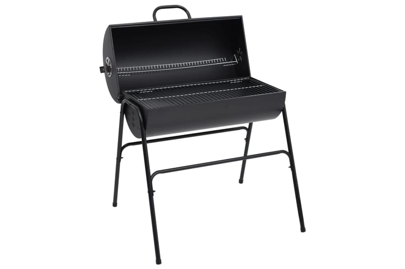 Grilltunna med 2 grillgaller svart 80x95x90 cm stål - Svart - Trädgård & spabad - Grillar & matlagning utomhus - Kolgrillar