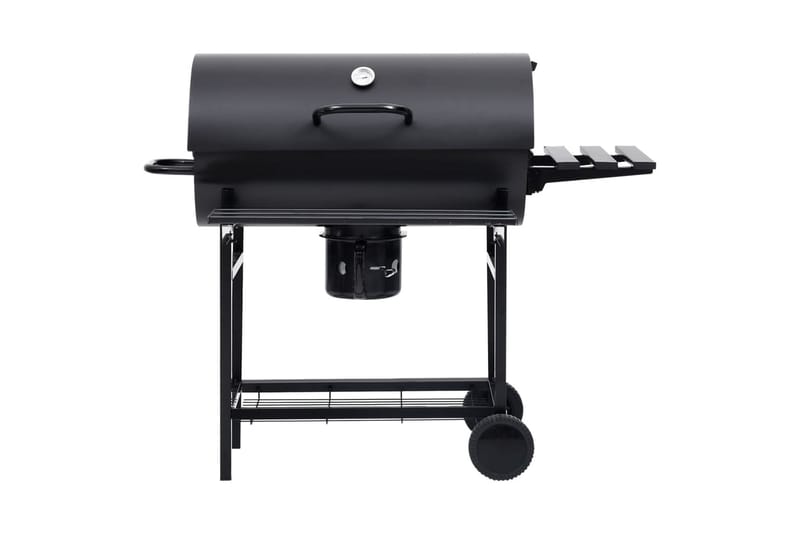 Grilltunna med hjul och bord svart stål 115x85x95 cm - Svart - Trädgård & spabad - Grillar & matlagning utomhus - Kolgrillar