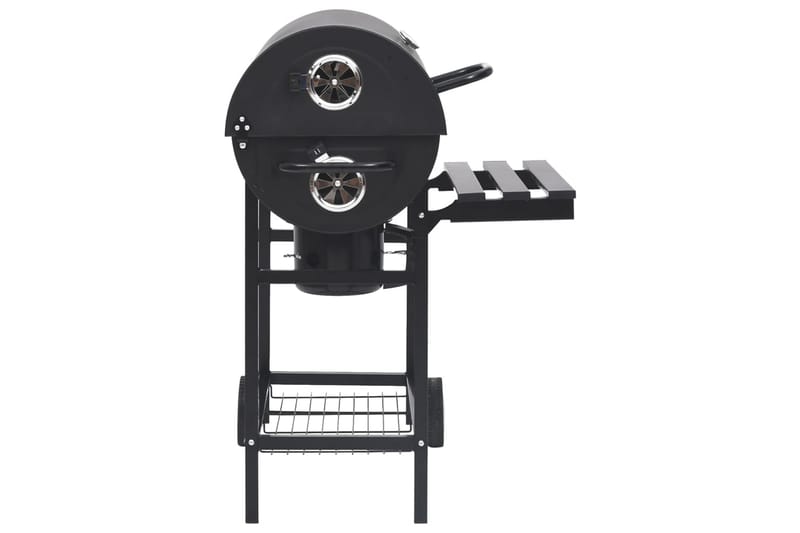 Grilltunna med hjul och bord svart stål 115x85x95 cm - Svart - Kolgrillar - Grilltunnor