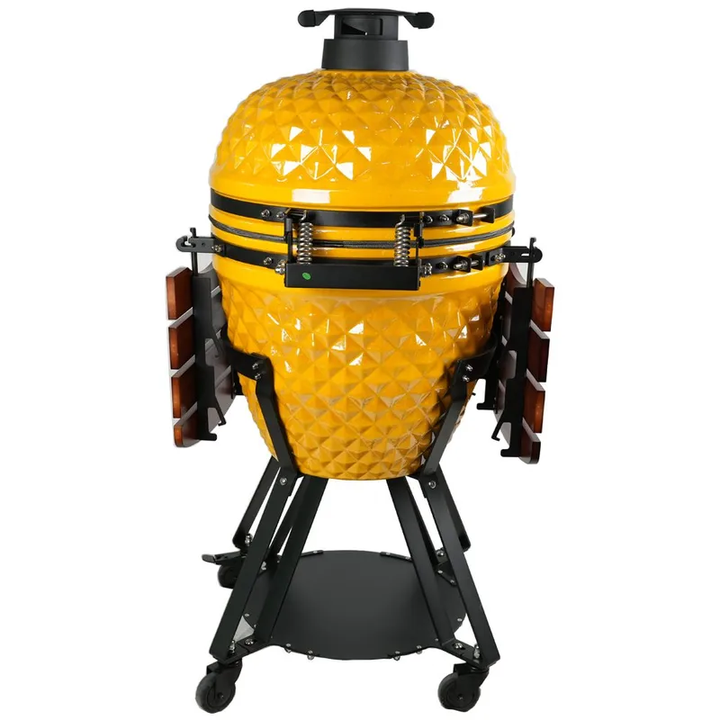 Kamadogrill  Ø54 cm | Keramisk kolgrill i Yellow Pineapple-design med termometer | Hawaii - Trädgård & spabad - Grillar & matlagning utomhus - Kolgrillar - Klotgrillar