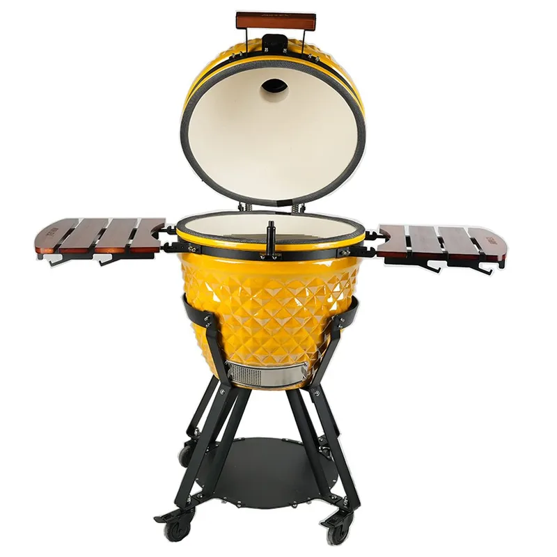 Kamadogrill  Ø54 cm | Keramisk kolgrill i Yellow Pineapple-design med termometer | Hawaii - Trädgård & spabad - Grillar & matlagning utomhus - Kolgrillar - Klotgrillar