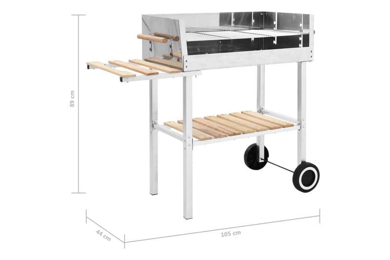 Kolgrill XXL rostfritt stål med 2 hyllor - Silver - Kolgrillar - Grilltunnor